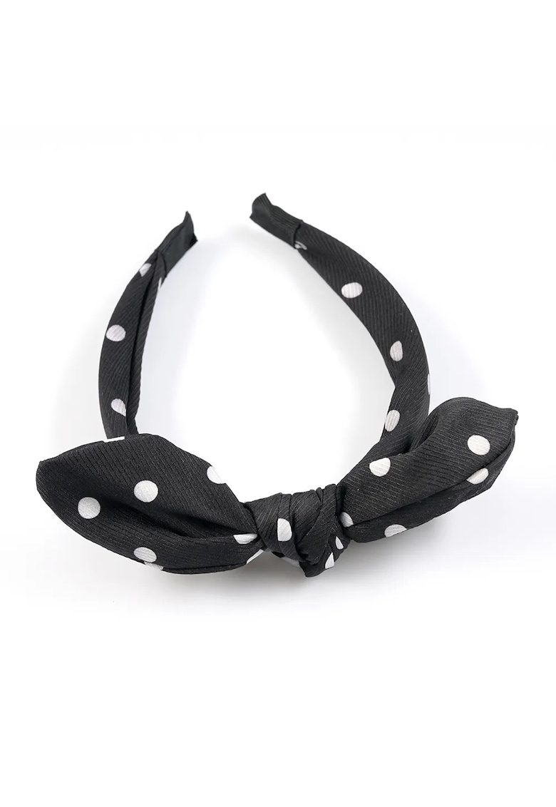 Bentita neagra cu buline albe si nod decorativ