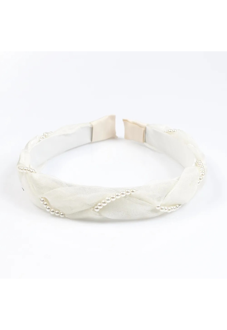 Bentita de par alba cu perle decorative