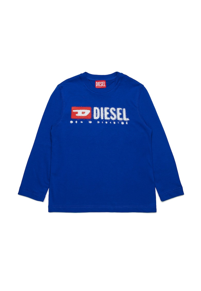 Bluza cu imprimeu logo si decolteu la baza gatului Tdrops - Rosu/Alb/Albastru royal