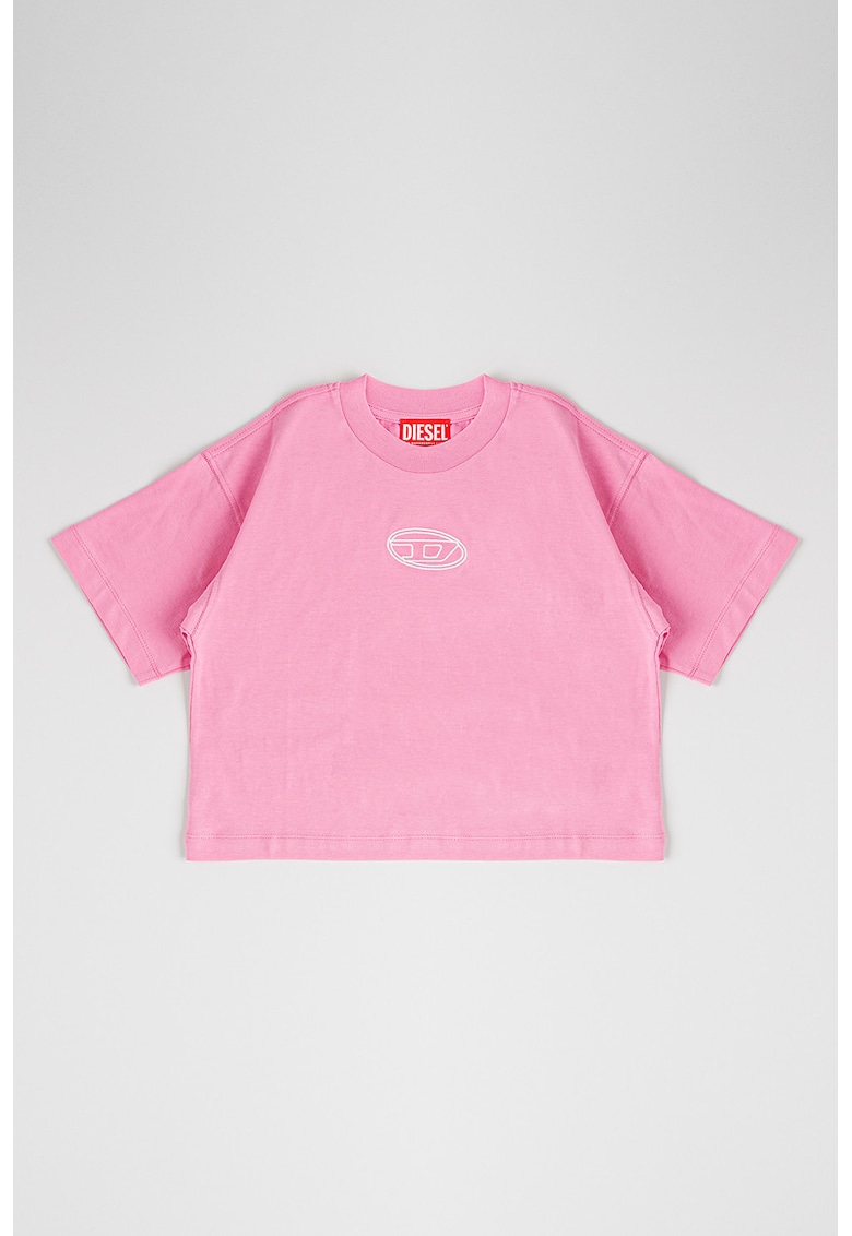 Tricou crop cu logo Tixan - Roz