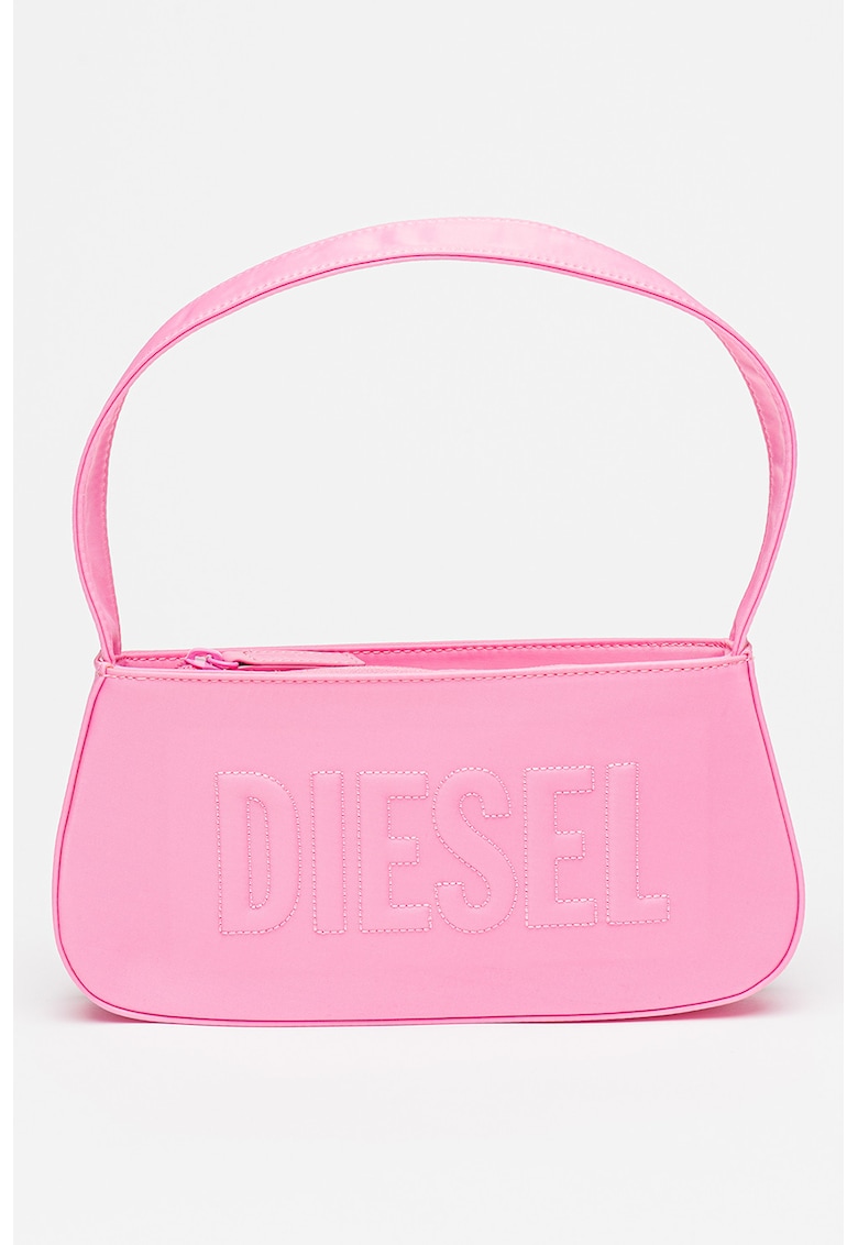 Geanta din nailon cu bareta de umar si logo Delia