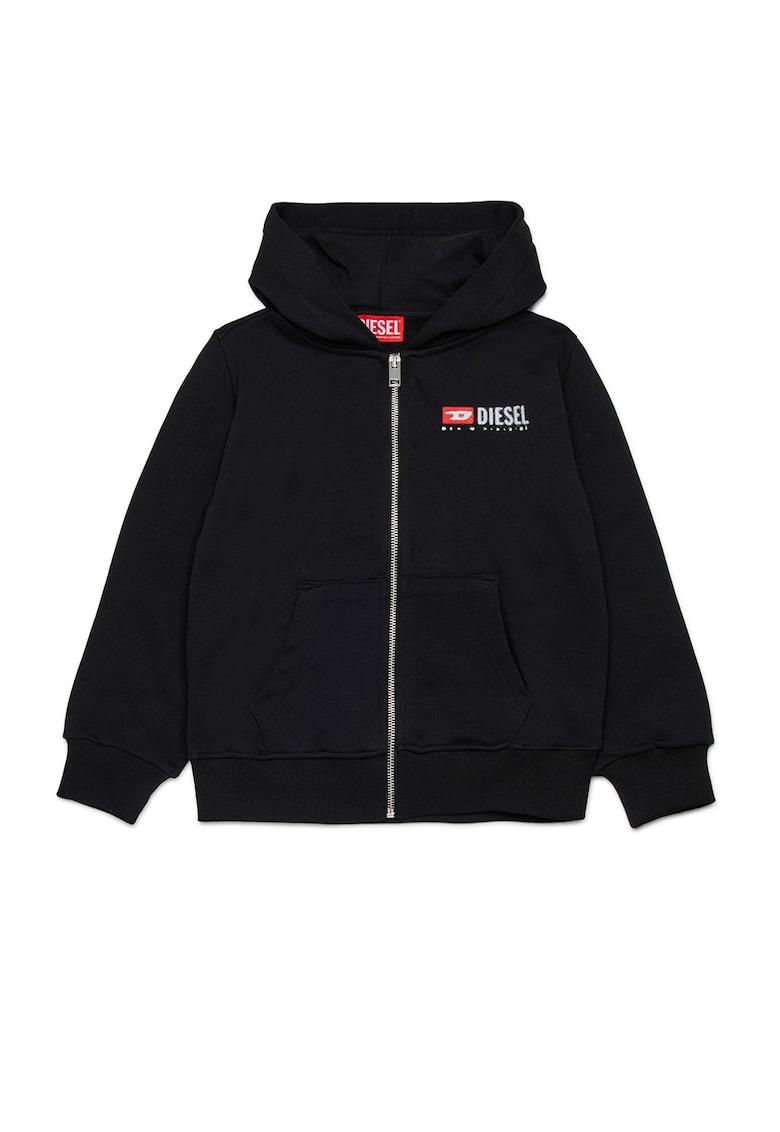 Hanorac din amestec de bumbac cu logo si fermoar