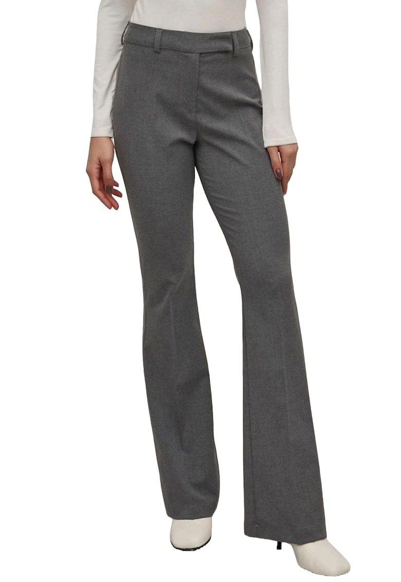 Pantaloni dama - evazati - poliester/viscoza - gri