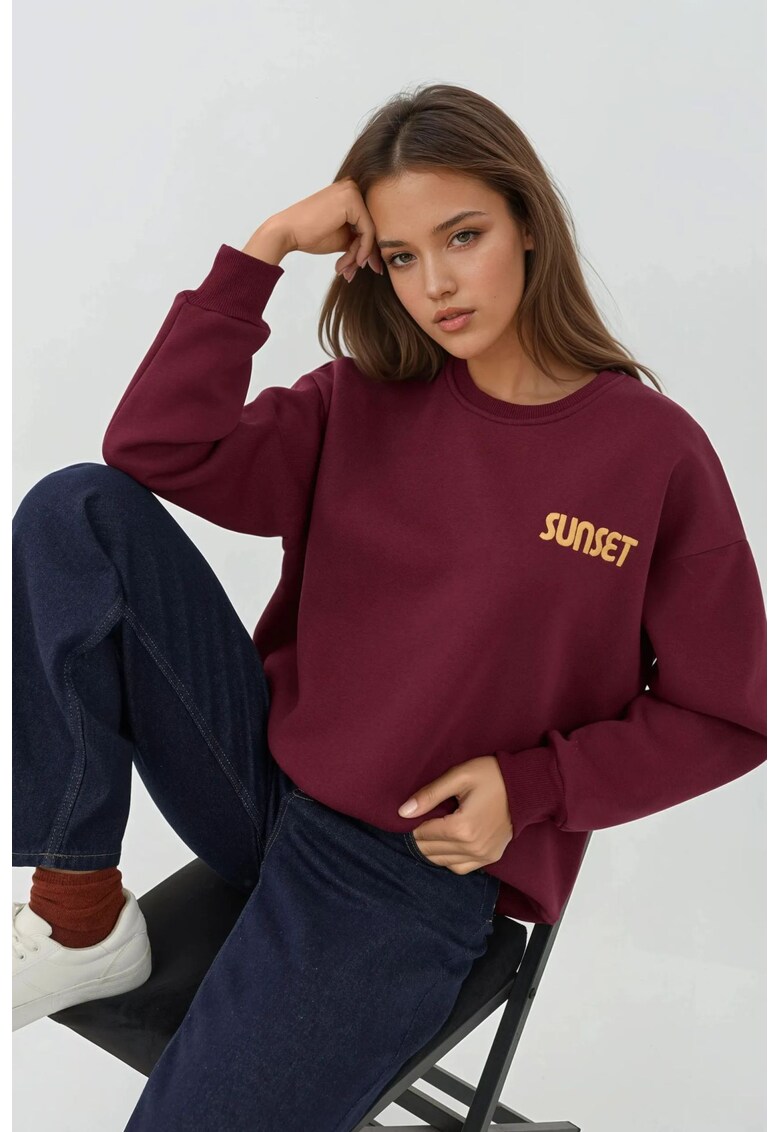 Hanorac dama - brodat - rosu inchis - textil