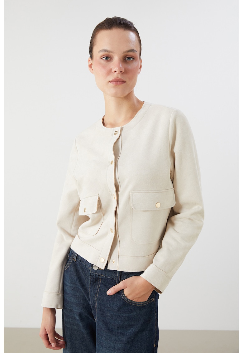 Jacheta crop cu capse