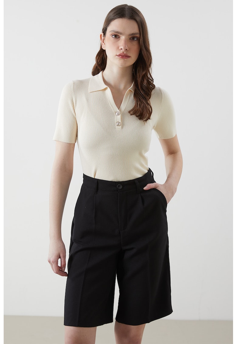 Tricou polo striat cu maneci scurte