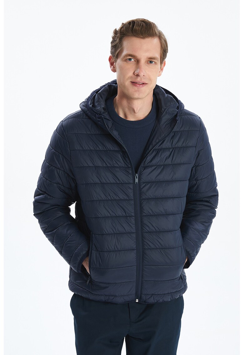 Jacheta cu gluga si vatelina - Bleumarin