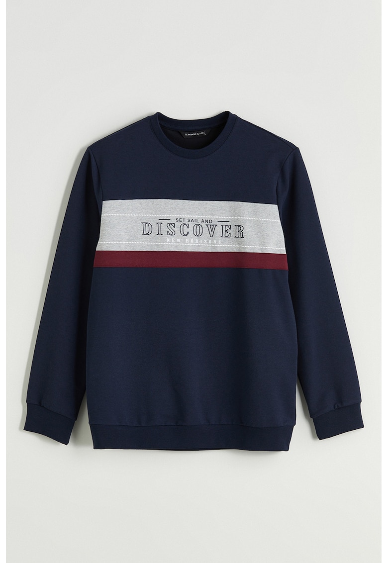 Bluza de trening cu decolteu la baza gatului si design text Bluza de trening cu decolteu la baza gatului si design text