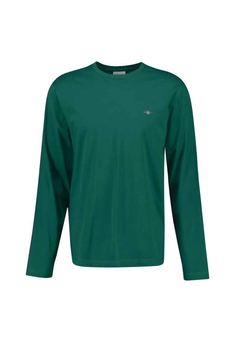 Bluza regular-fit din bumbac cu decolteu la baza gatului Shield - Rosu/Verde englez