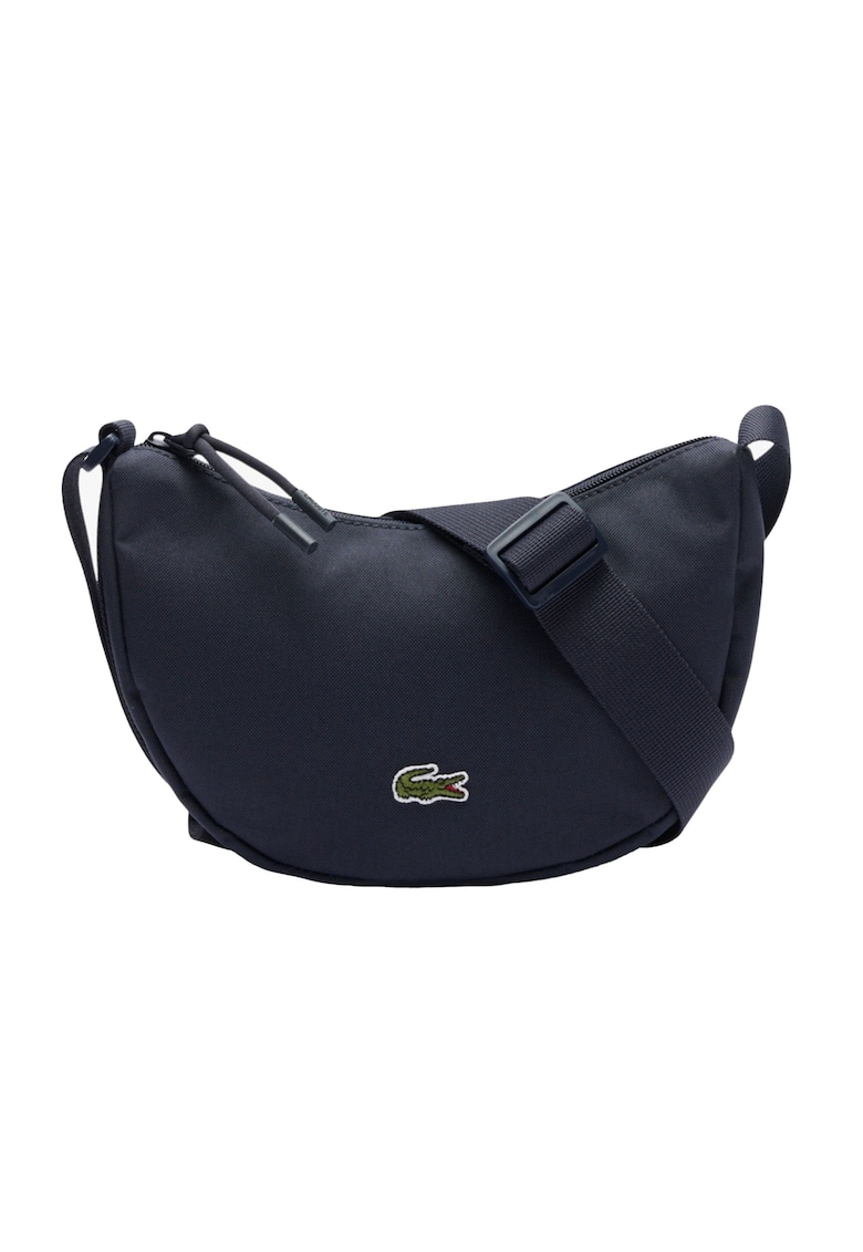 Lacoste Geanta unisex in forma de semiluna cu logo - Albastru inchis