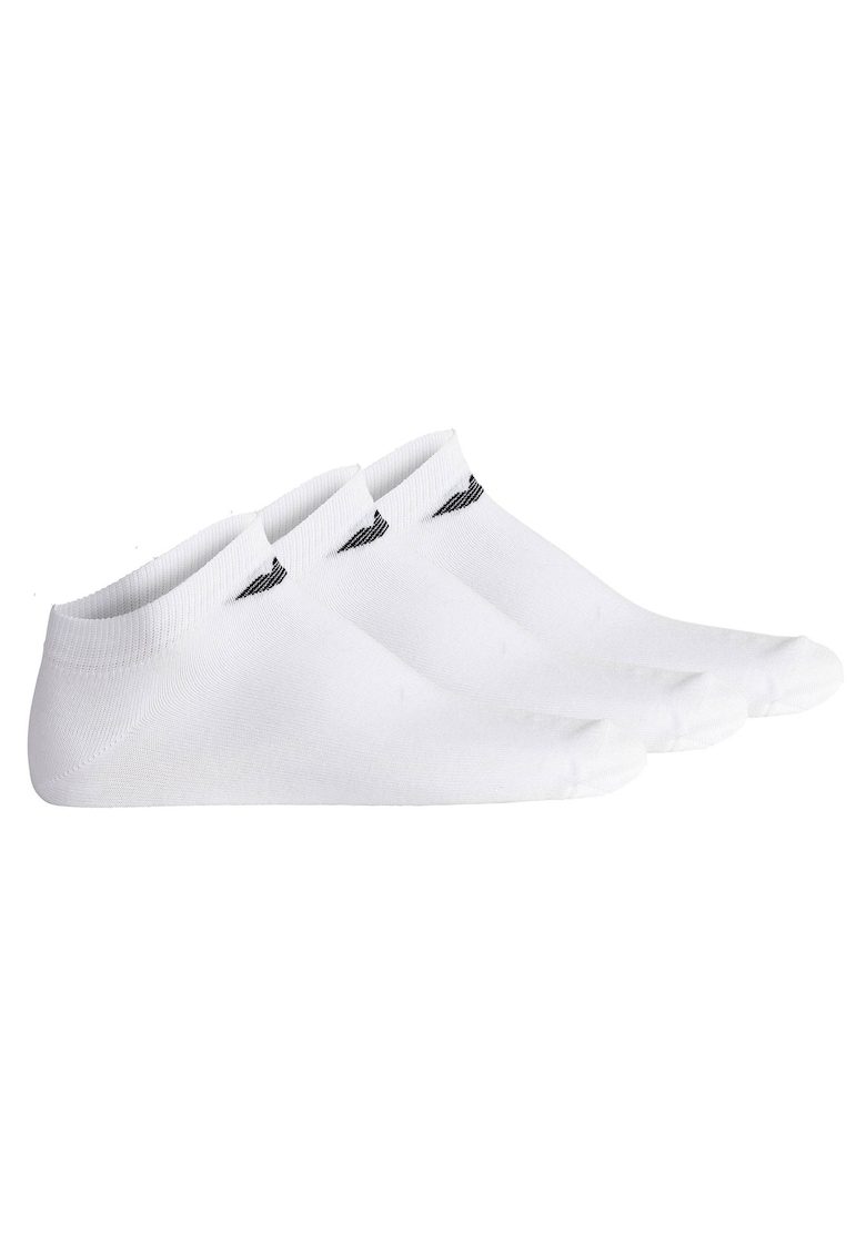Emporio Armani Set de sosete pana la glezna cu logo - 3 perechi - Alb