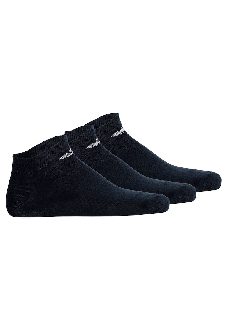 Set de sosete pana la glezna cu logo - 3 perechi - Albastru