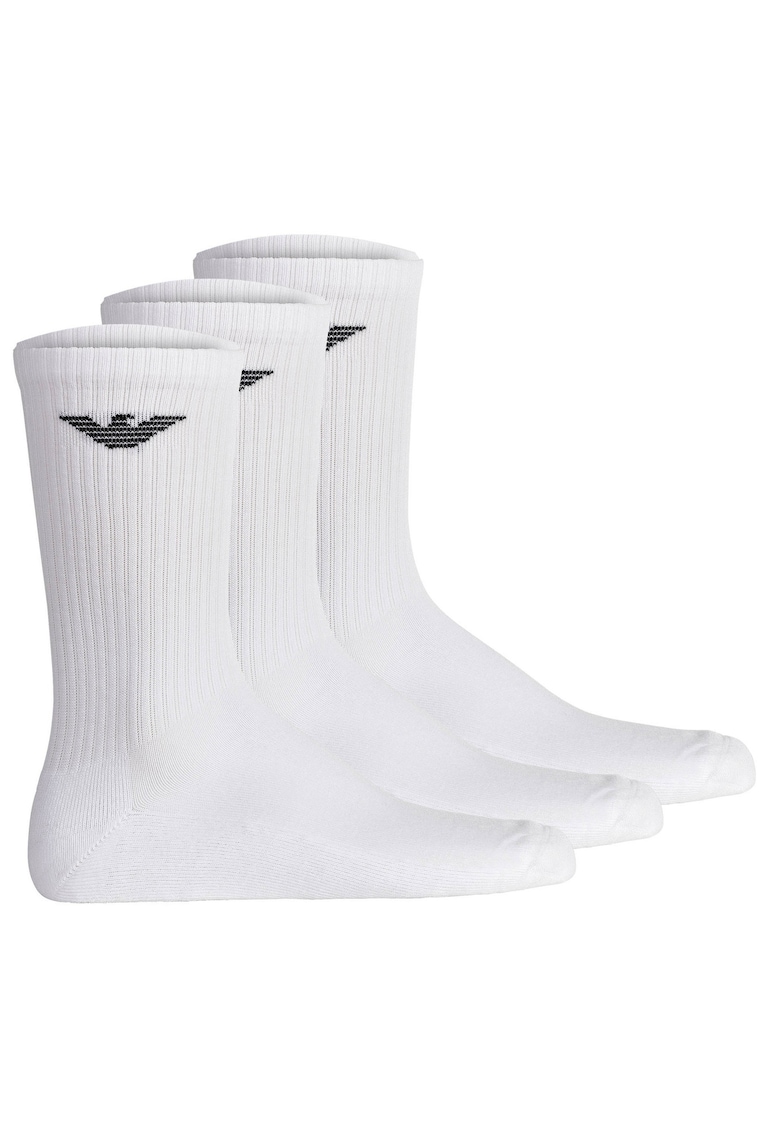 Emporio Armani Set de sosete lungi cu logo - 3 perechi - Alb