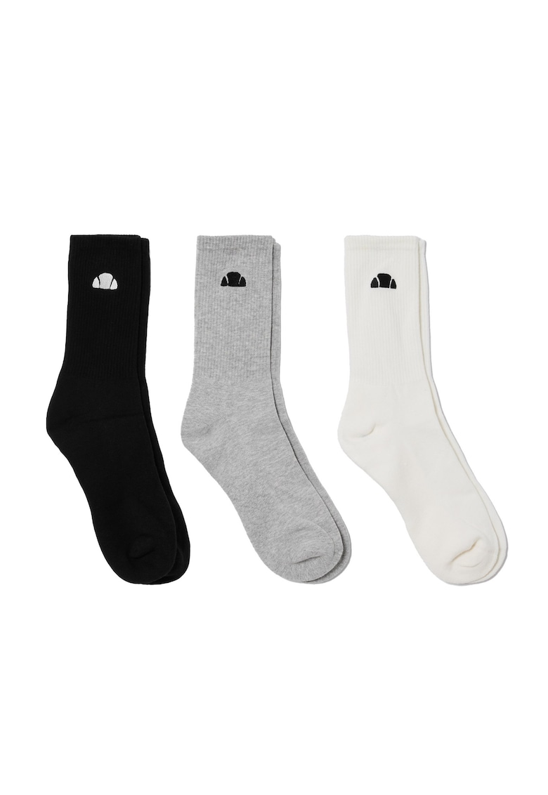 Ellesse Set de sosete lungi unisex cu terminatie striata - 3 perechi - Alb/Negru/Gri