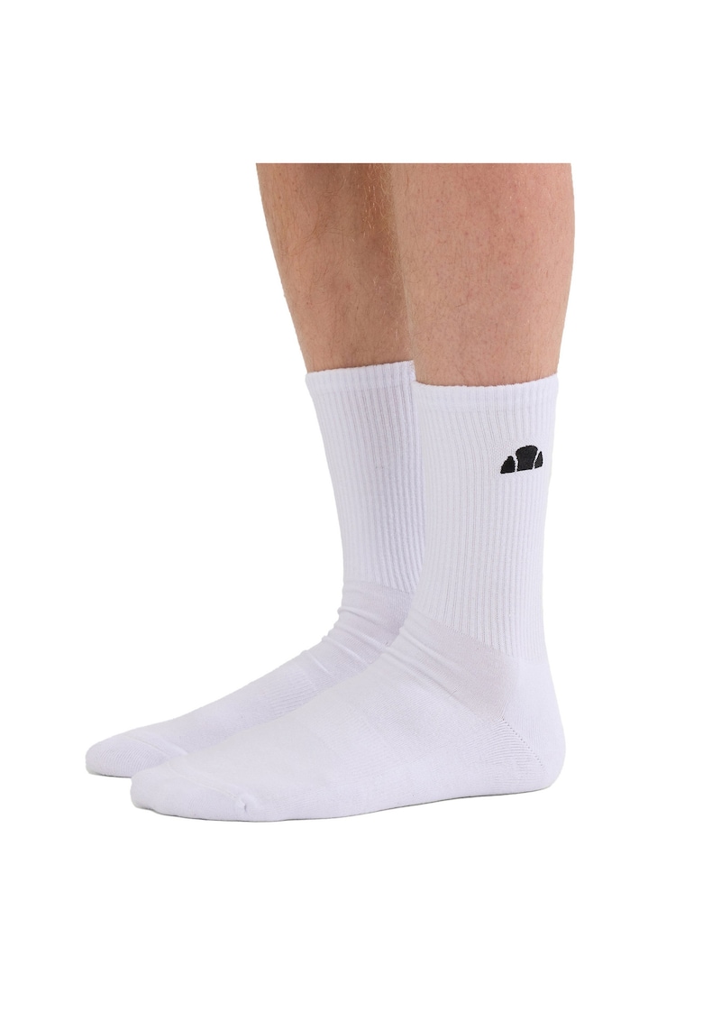 Ellesse Set de sosete lungi unisex cu terminatie striata - 3 perechi - Alb