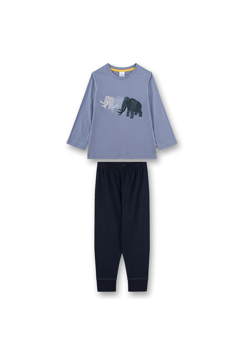 Pijama de bumbac cu imprimeu grafic - Albastru