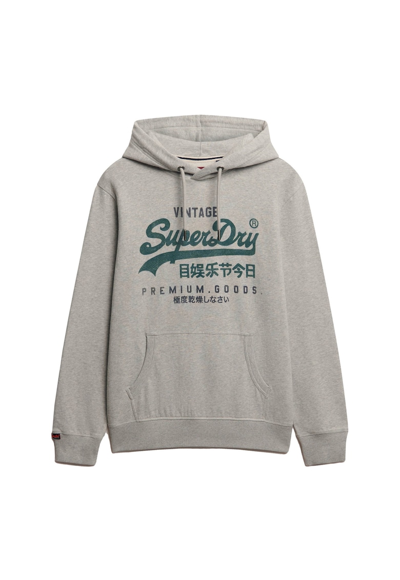 SUPERDRY - Hanorac regular fit de bumbac cu imprimeu logo - Gri deschis