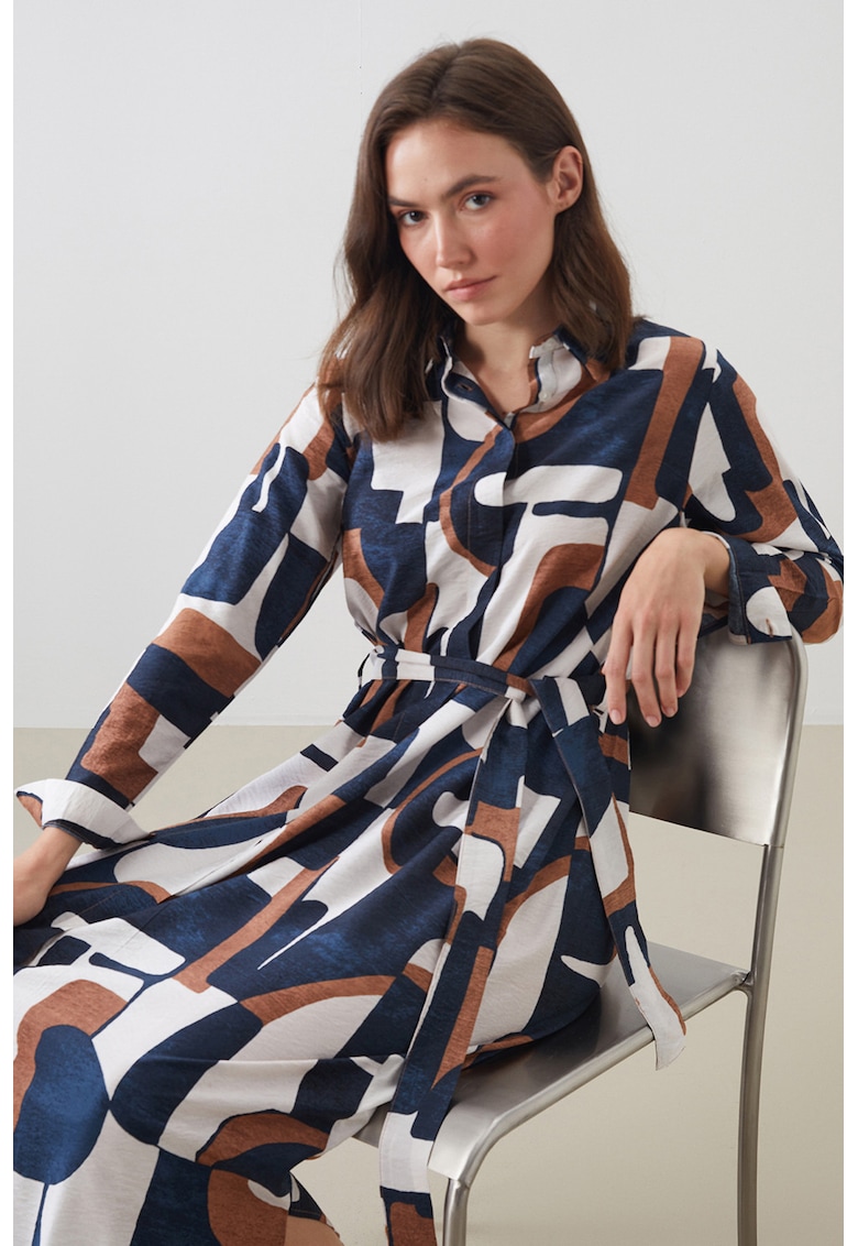 Rochie-camasa cu model geometric