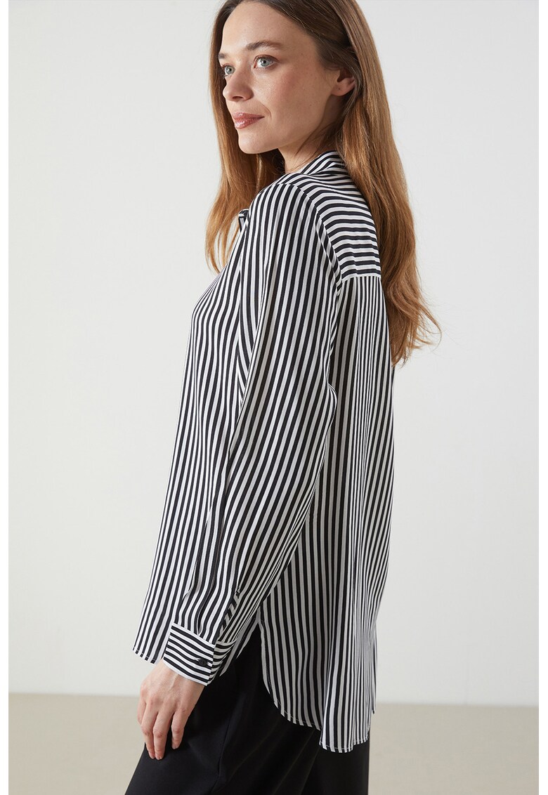 Camasa lejera cu dungi - Alb/Negru