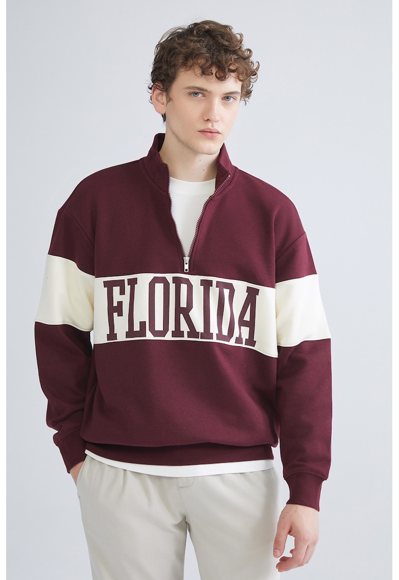 Bluza de trening cu fermoar scurt si guler Florida