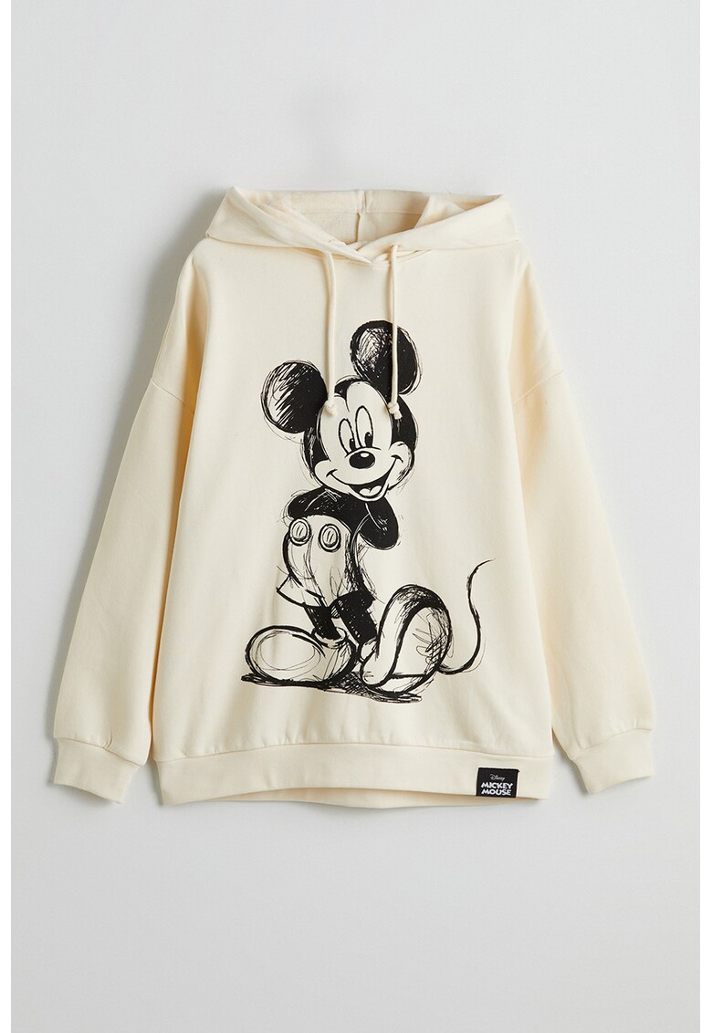 Hanorac din amestec de bumbac cu imprimeu cu desene animate - Negru/Bej deschis