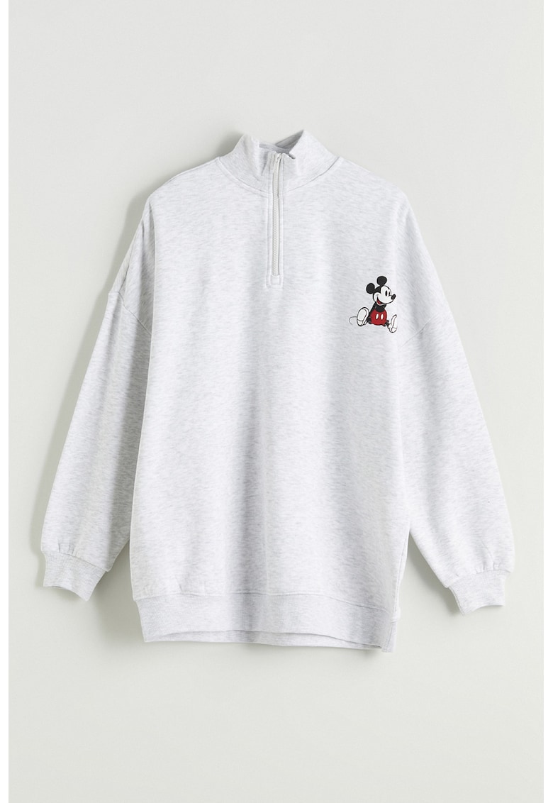 Bluza de trening cu decolteu la baza gatului si detaliu cu imprimeu pe piept