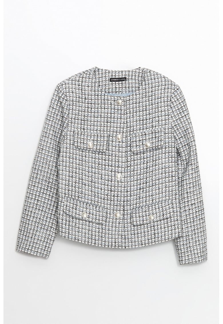 Jacheta din tuid cu buzunare aplicate