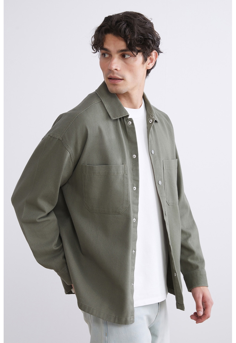 Jacheta-camasa relaxed fit cu buzunare pe piept