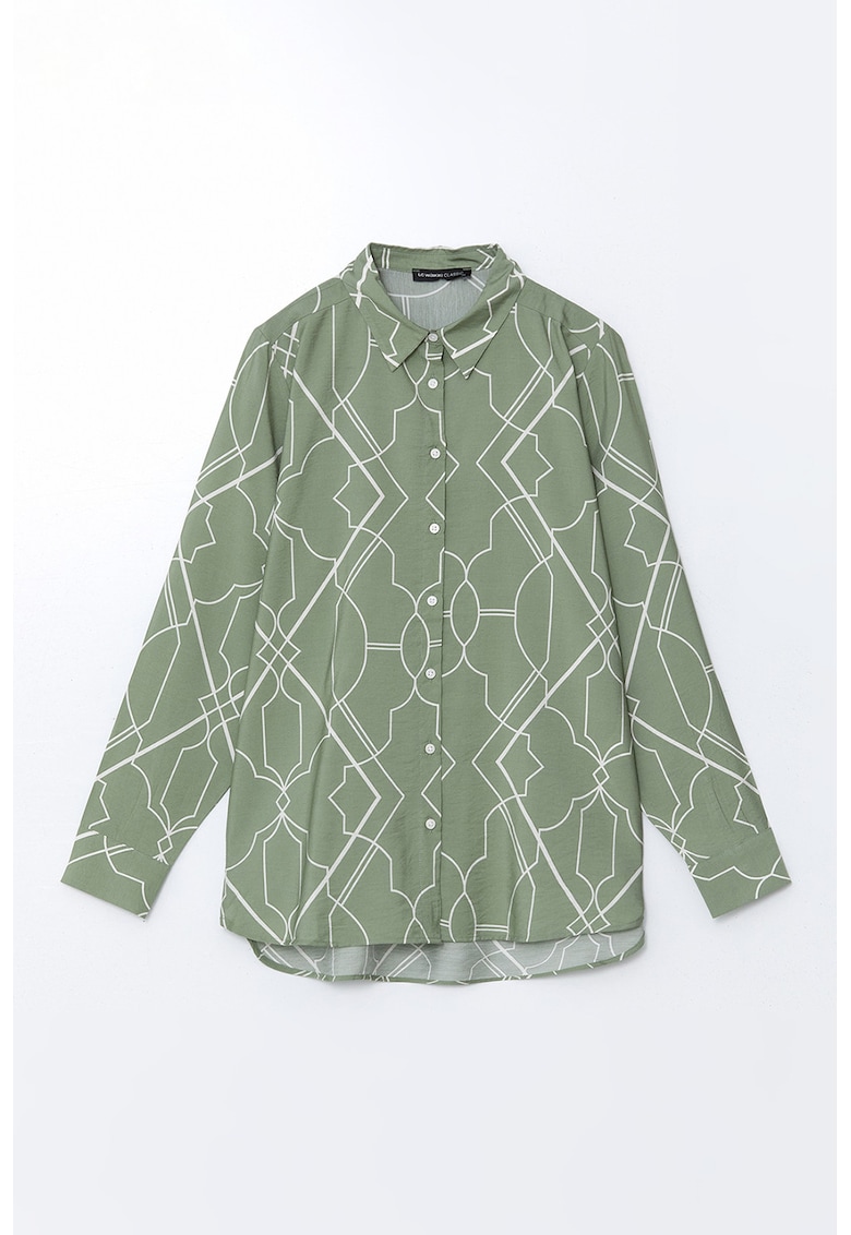 Camasa cu maneci lungi si model geometric