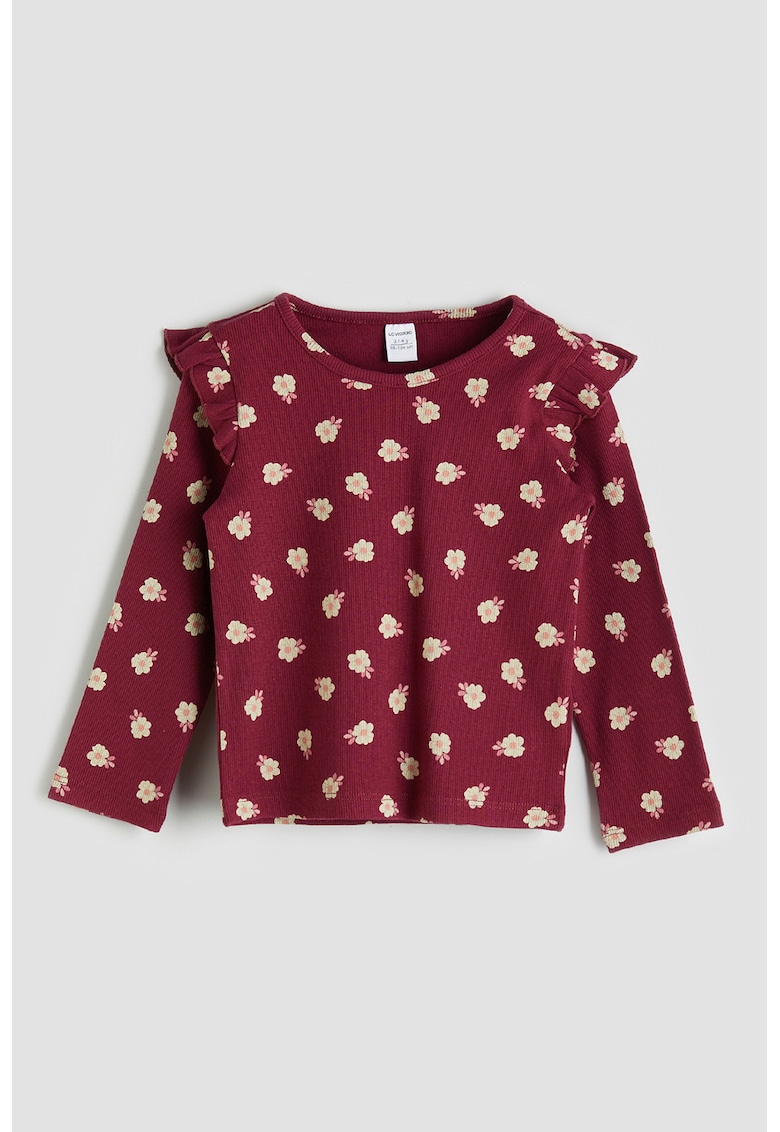 Bluza cu model floral si volane