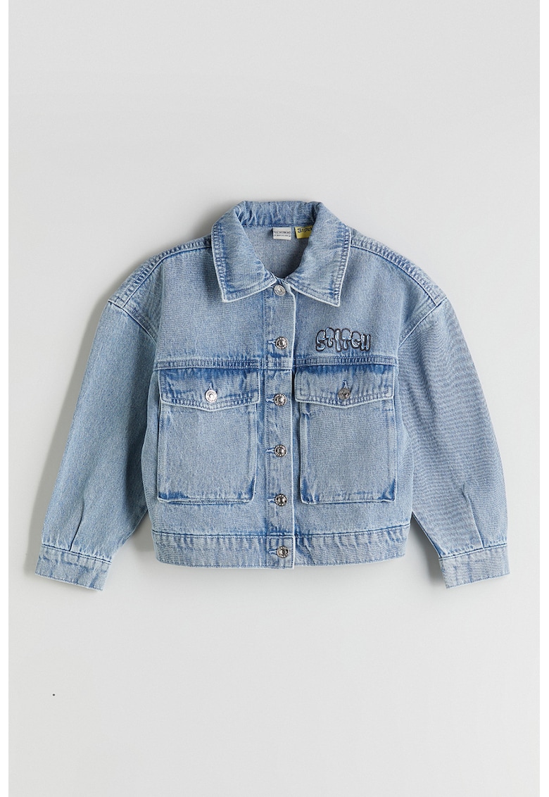 Jacheta din denim cu imprimeu Stitch