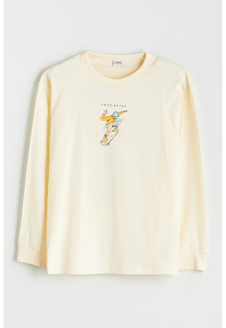 Bluza cu imprimeu grafic pe partea din spate Bluza cu imprimeu grafic pe partea din spate