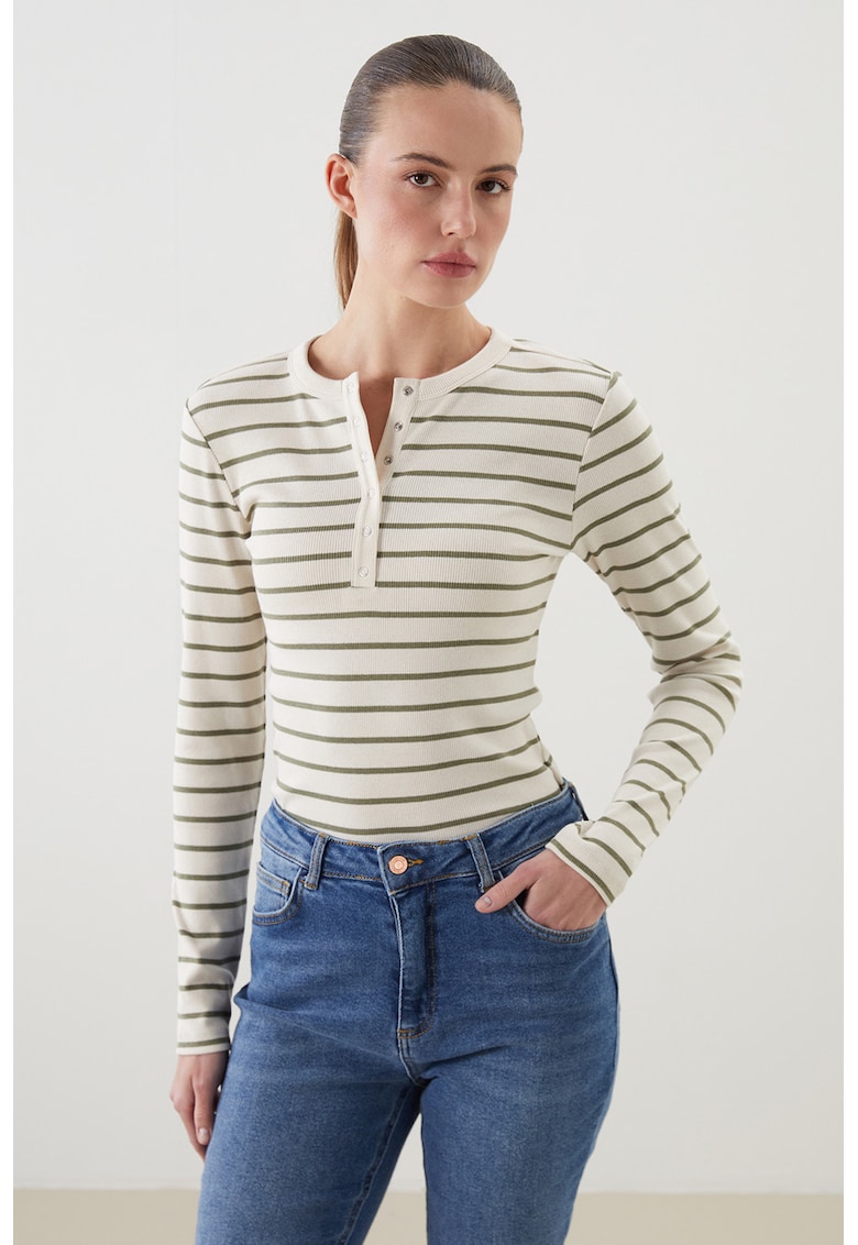 Bluza Henley slim fit in dungi