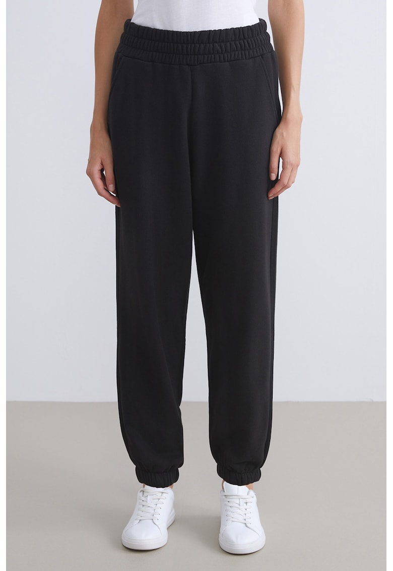 Pantaloni de trening cu talie inalta si elastica