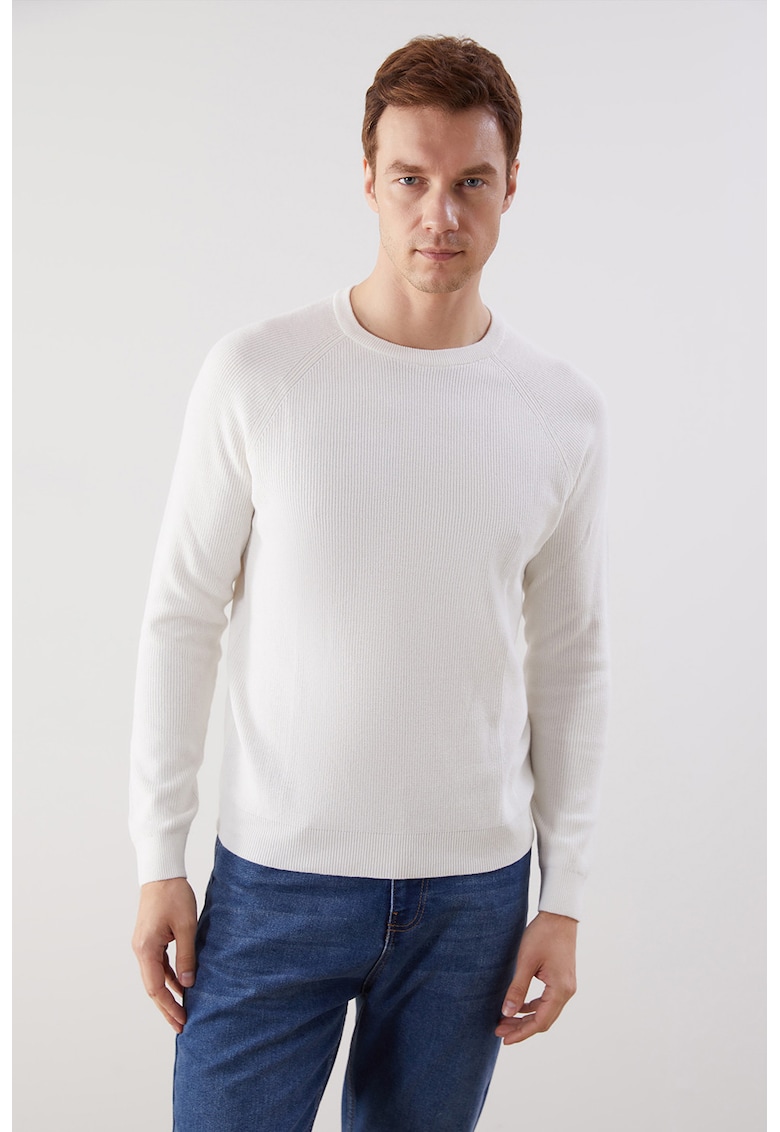 Pulover de bumbac cu maneci raglan