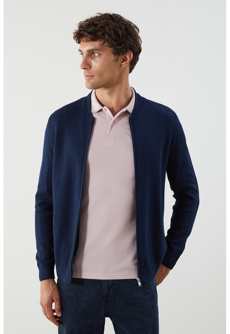 Cardigan de bumbac cu fermoar