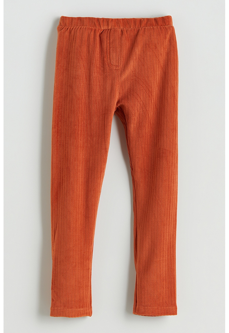 Colanti din catifea cu aspect striat - Caramiziu