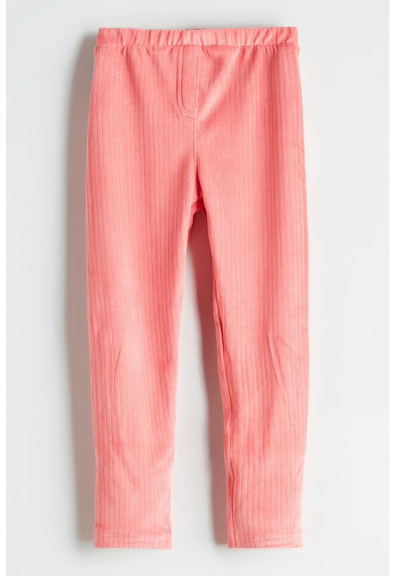 Colanti din catifea cu aspect striat - Roz aprins