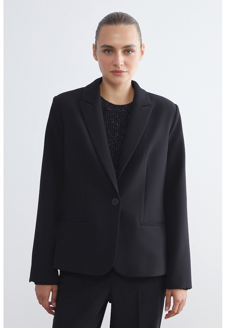 Sacou uni cu buzunare cu refilet