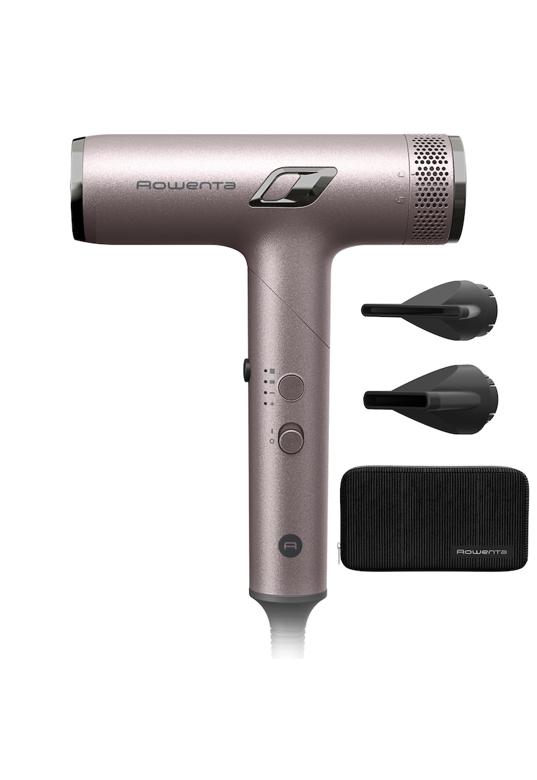 Uscator de par compact Nano HY8140F0 - 1700W - 3 trepte de viteza si temperatura - duza de concentrare - difuzor pentru volum - generator de ioni - functie flux de aer rece - grilaj detasabil - perie de curatare inclusa - Negru/Roz