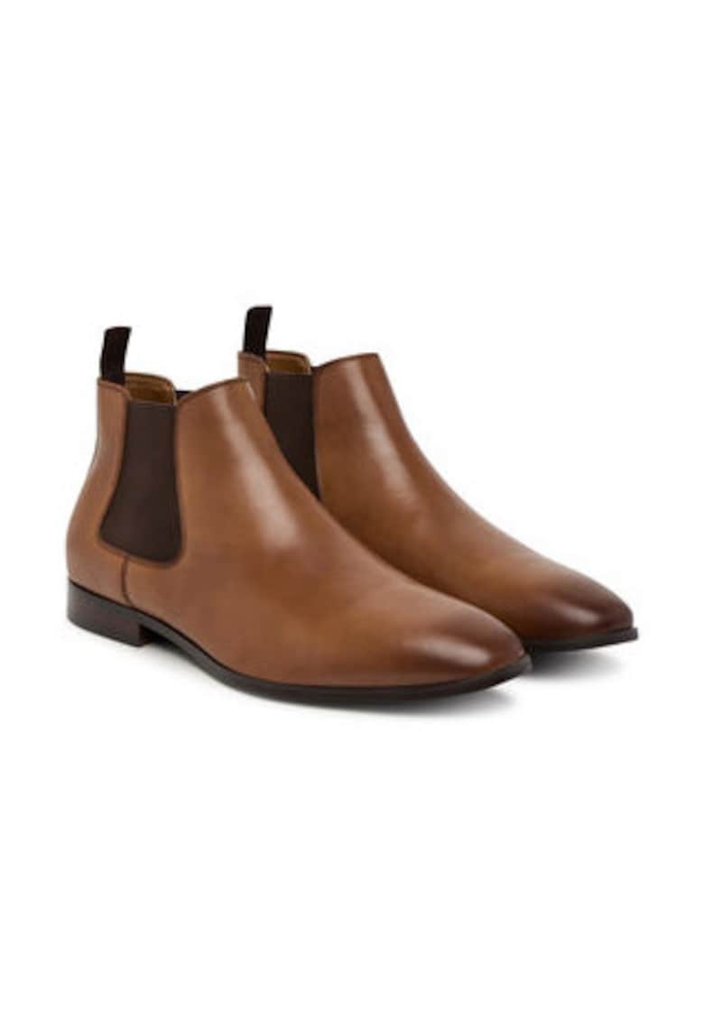 Ghete barbatesti - piele naturala - maro