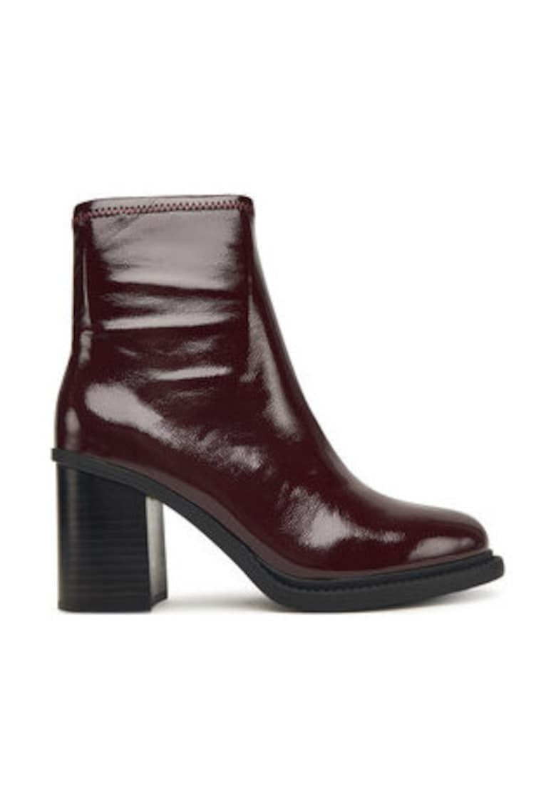 Botine dama -  piele ecologica - visiniu