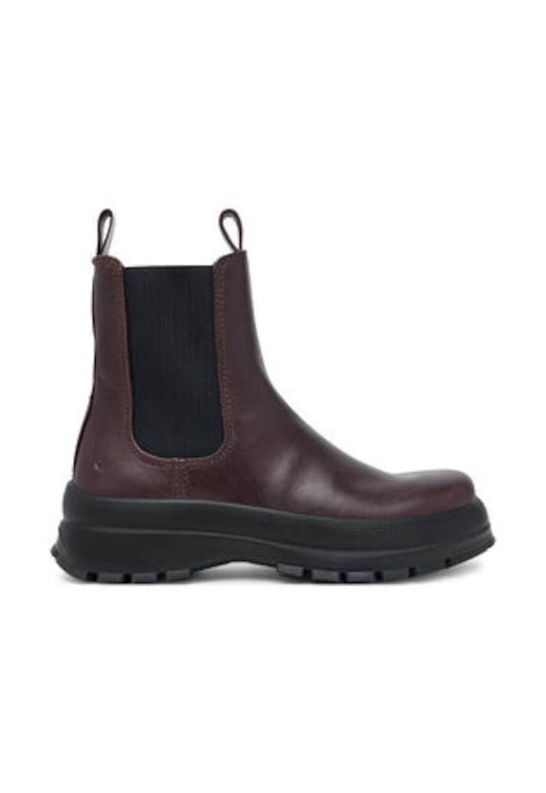 Ghete dama - Chelsea - piele naturala - visiniu