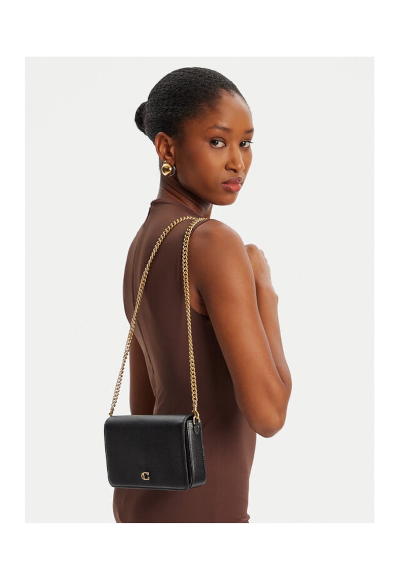 Geanta dama - piele naturala - maro/negru - universal