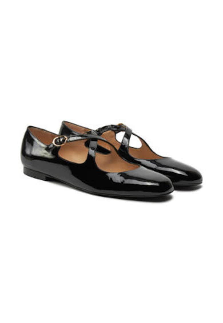 Balerini dama - piele lacuita - negru -