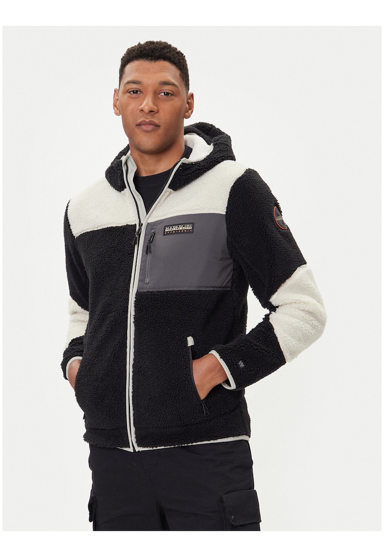 Geaca barbati - fleece - negru/alb -