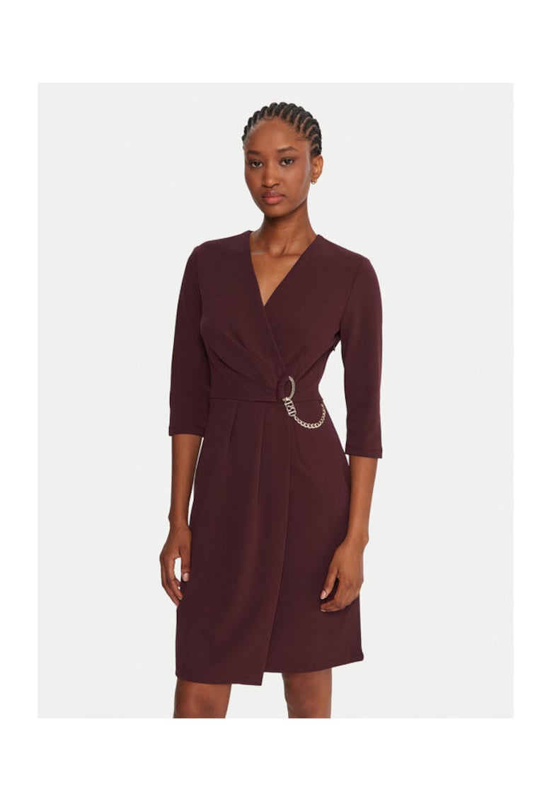Rochie cocktail maro - material sintetic - Maro