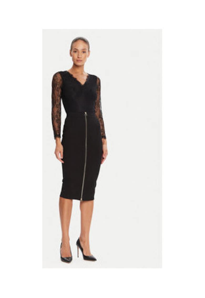 Fusta creion - neagra - 65% viscoza - 30% poliamida - 5% elastan