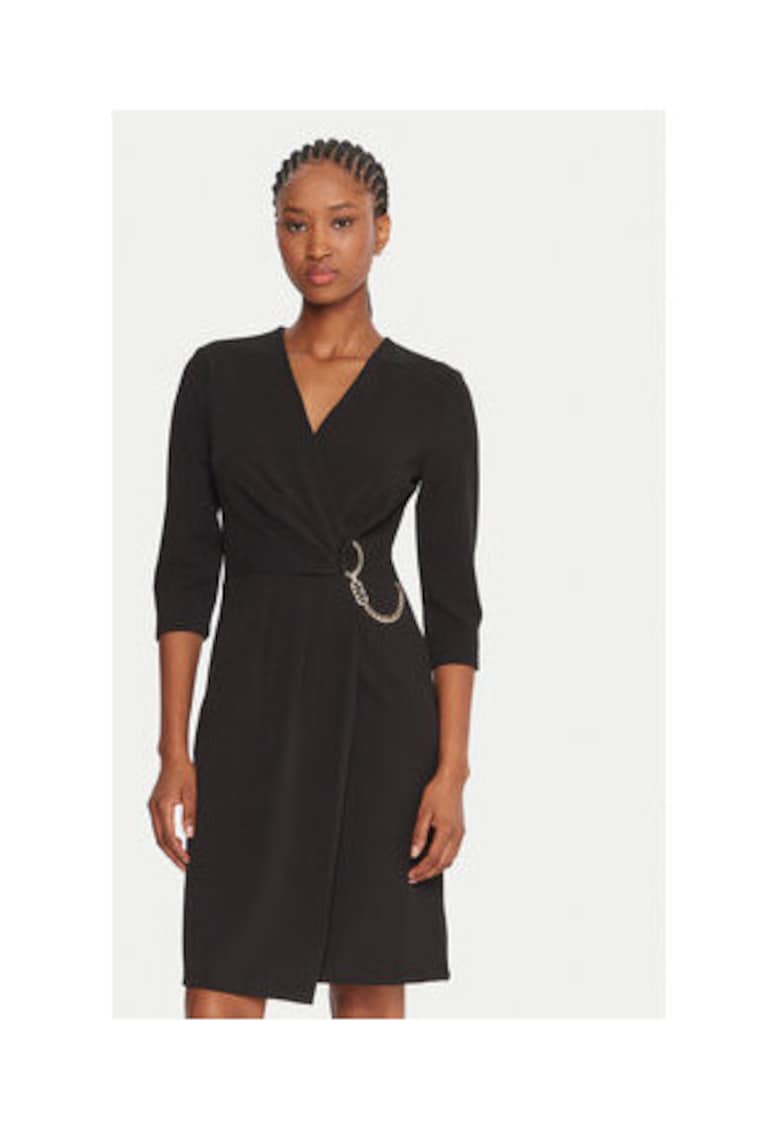 Rochie cocktail maro - material sintetic - Negru