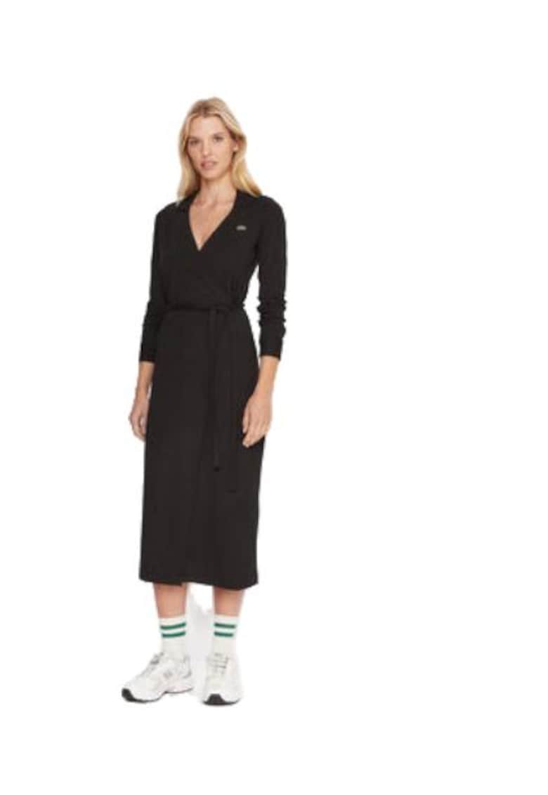 Rochie casual - material sintetic - negru -